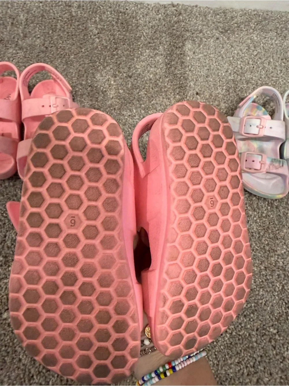 Cat & Jack Kids Pink and Iridescent Buckle Strap Sandals